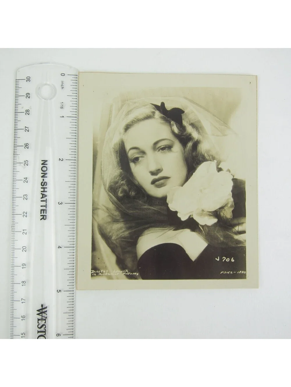 Dorothy Lamour Photograph Flower Black Dress 5x4 Actress Singer Vintage 1943